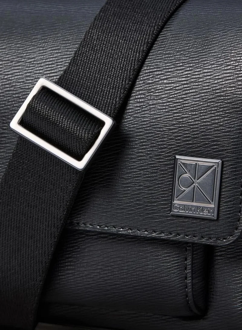 Calvin Klein Black Small Saffiano Emblem Messenger Bag for Men | Best Price UAE