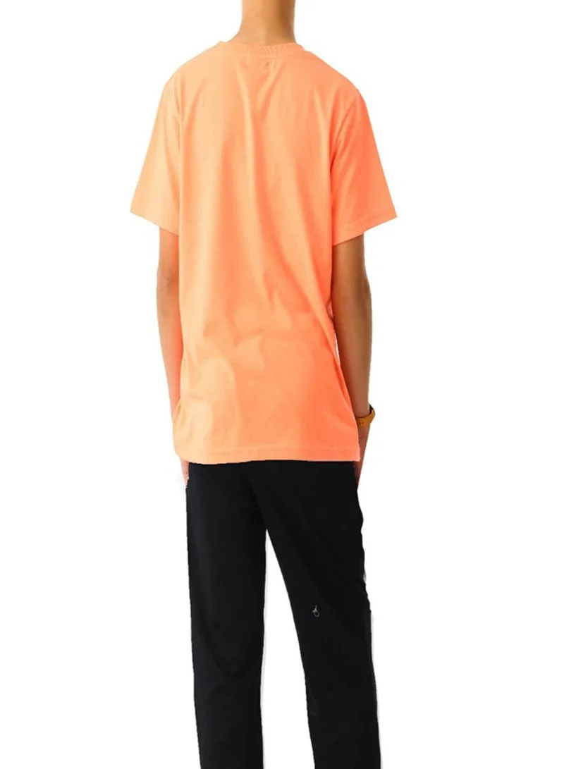 URBASY Urbasy Boys/Teens Printed Round Neck Orange T-Shirt With Black Jogger pants set
