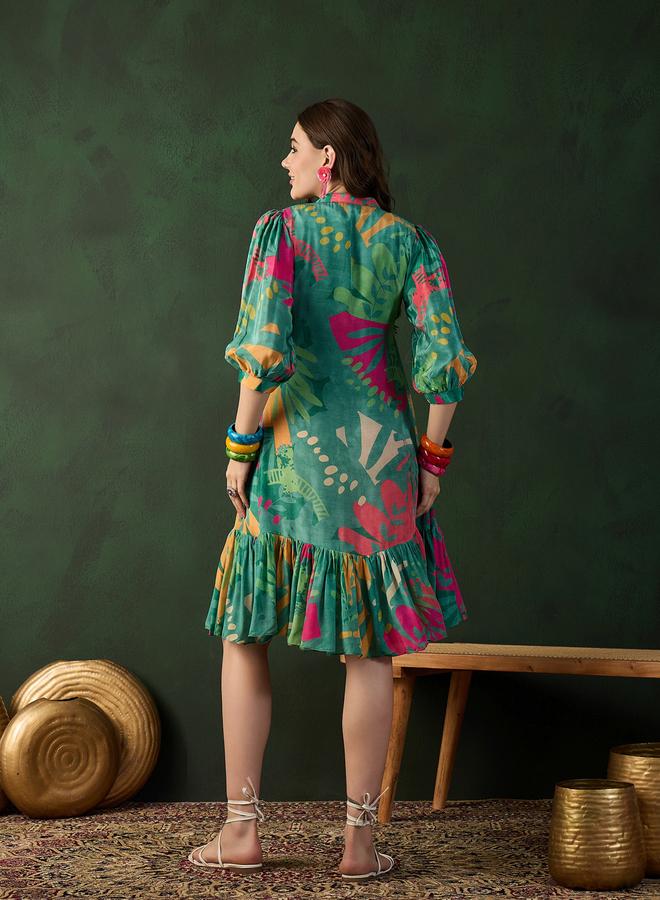 DW Printed A-Line Ethnic Knee-Length Dress - Image 3