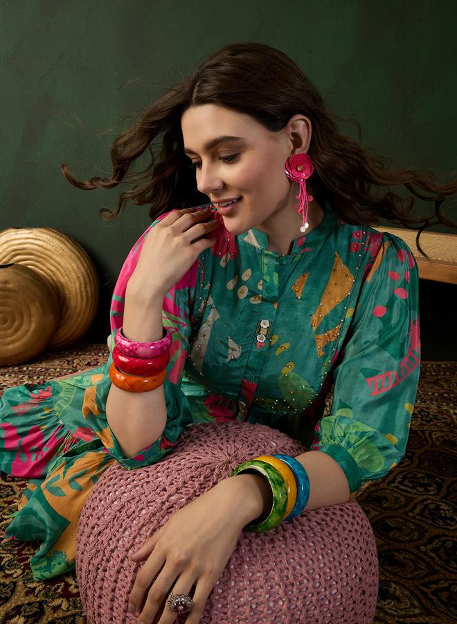 DW Printed A-Line Ethnic Knee-Length Dress - Image 5