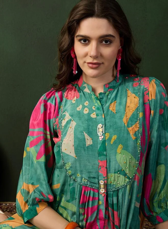 DW DW Printed A-Line Ethnic Knee-Length Dress