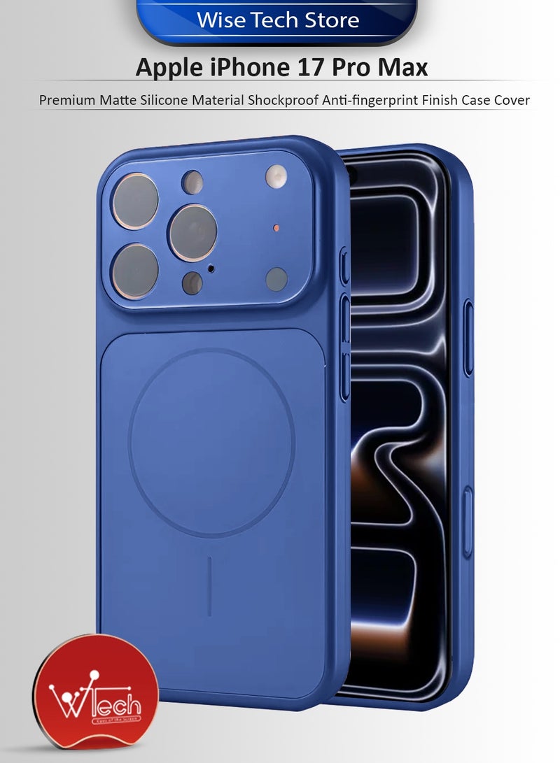 Wtech Apple iPhone 17 Pro Max 5G 2025 Premium Matte Silicone Material Shockproof with Anti-fingerprint Finish Case Cover (MCRPSN) - Navy Blue - Image 1