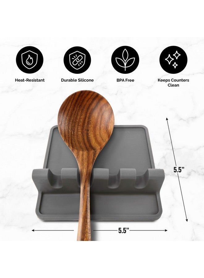 Zulay Kitchen Zulay Kitchen Silicone Utensil Rest - BPA-Free, Durable Spoon Rest with Drip Pad - Heat-Resistant Spoon Rest for Stove Top - Spoon Rest for Kitchen Counter - Kitchen Gadgets & Kitchen Utensils Holder  - Image 2