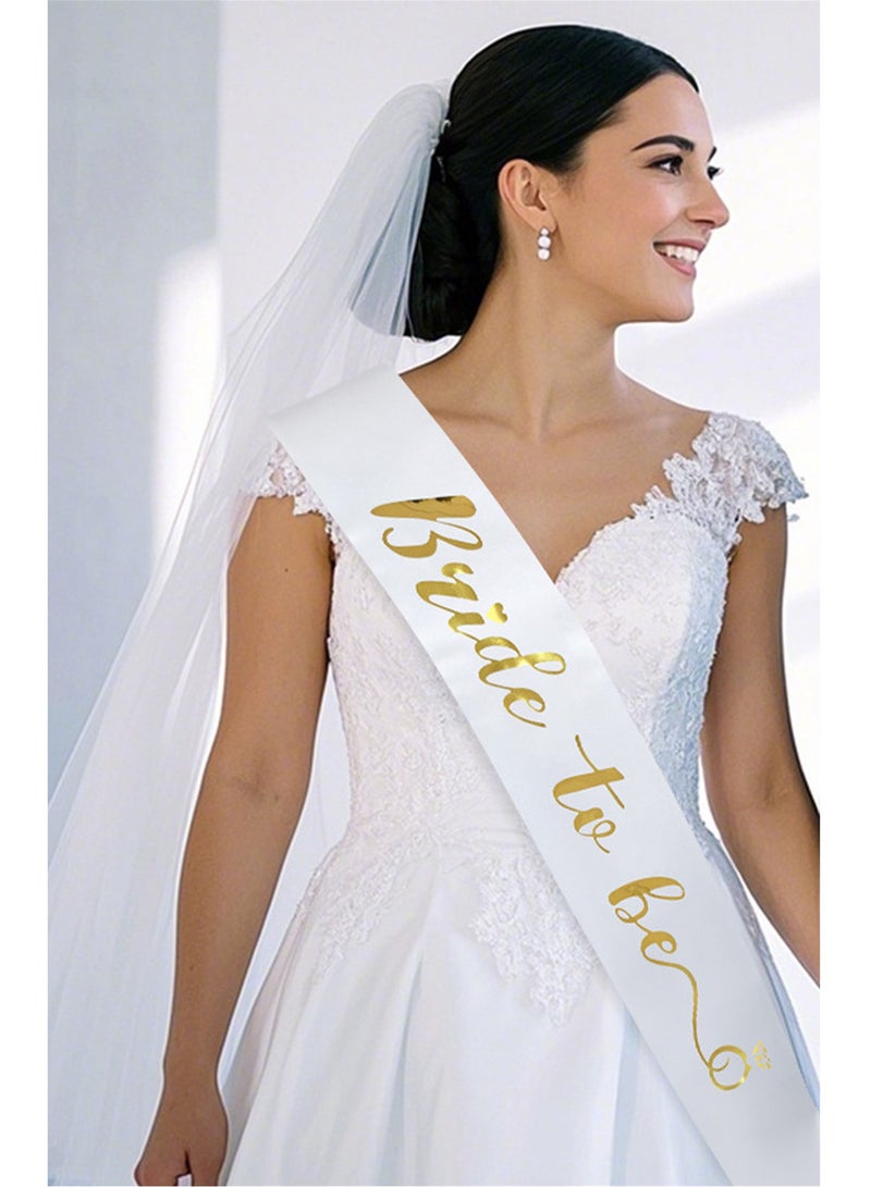 Beauenty Bride Sash and Headwear Veil Set for Bachelorette Party and Bridal Shower - Image 1
