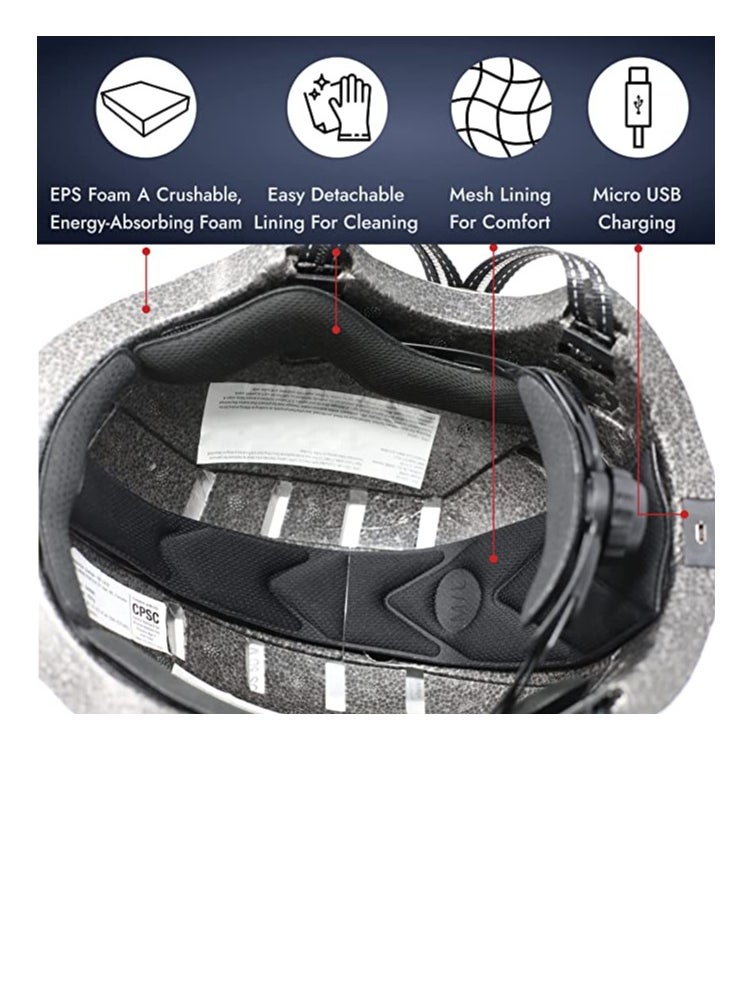 Generic - Helmet with front and back Chargeable Led Lamp Lights MTB Bike  Skates and Scooter  Helmet for Unisex - Image 1