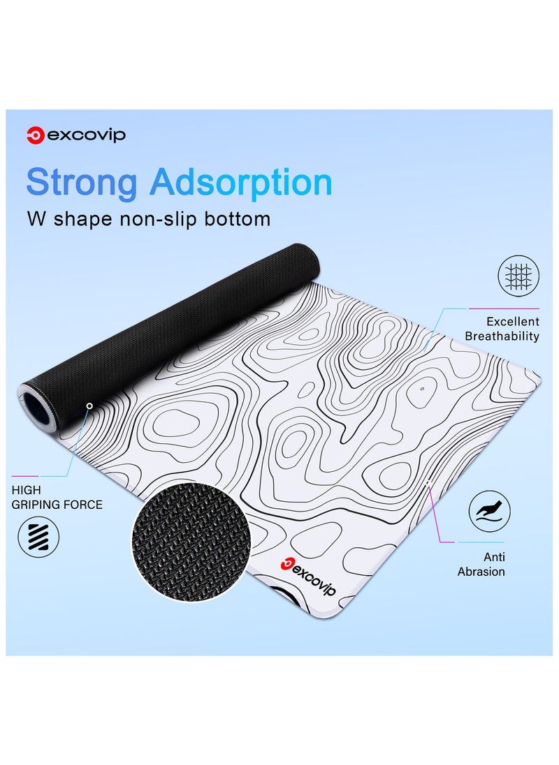 Large Gaming Mouse Pad XL,Anti-Skid White Mousepad Large Keyboard Mouse Pad Desk Mat with Stitched Edges (800x300mm, White) SA0154