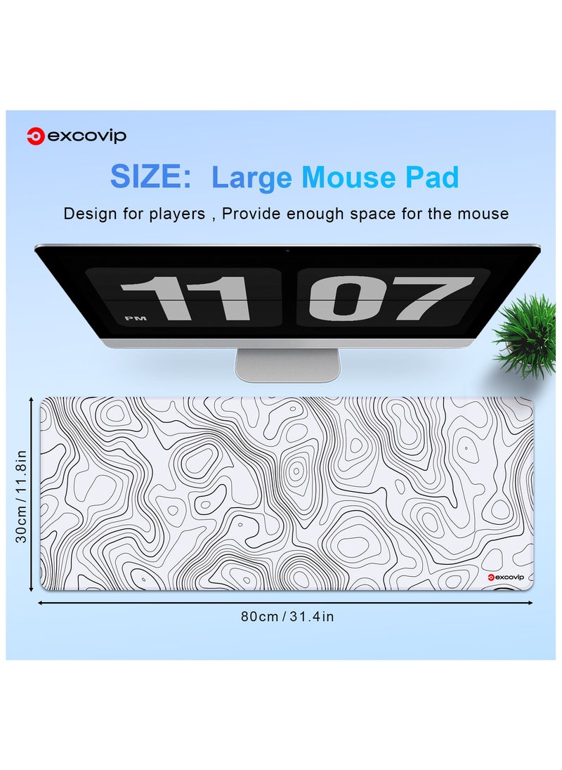 Large Gaming Mouse Pad XL,Anti-Skid White Mousepad Large Keyboard Mouse Pad Desk Mat with Stitched Edges (800x300mm, White) SA0154