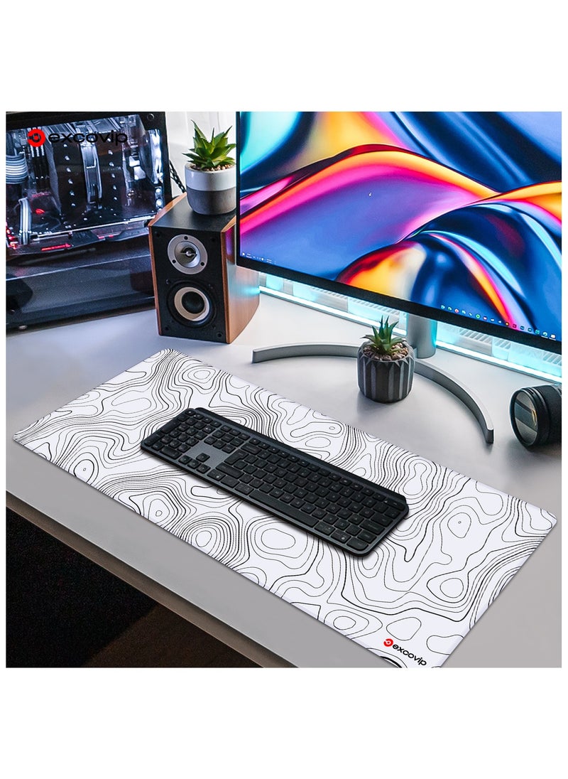 Large Gaming Mouse Pad XL,Anti-Skid White Mousepad Large Keyboard Mouse Pad Desk Mat with Stitched Edges (800x300mm, White) SA0154