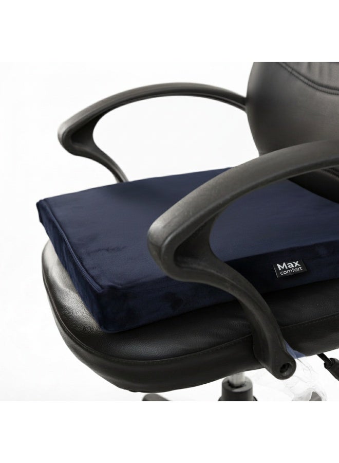 Max Comfort Medical memory foam square sheet, to relieve pressure while sitting, a comfortable seating cushion for offices and cars with balanced support and high stability for daily use, by Max Comfort, navy blue - Image 1