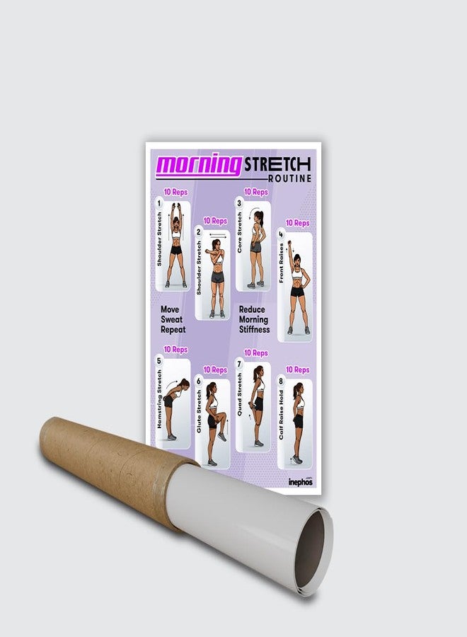 Inephos Morning Stretch Routine Chart Poster for Home Workout | Full Body Stretching Exercise Wall Chart | Self Adhesive Peel & Stick Vinyl Fitness Poster (18 x 12 Inches) - Image 4