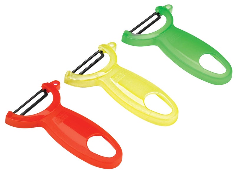 Kuhn Rikon Original Swiss Peeler Set, 4-Inch, Set of 3, Translucent Red/Green/Yellow - Image 1