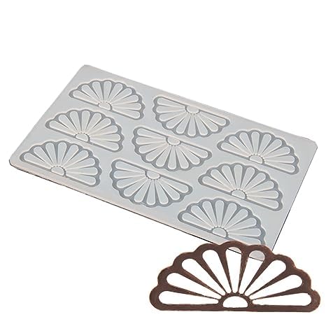 MoldBerry Fan Pattern Silicone Chocolate Garnishing Mould 9 Cavity Flower Shape Chocolate Garnishing Sheet for Chocolate and Cake Decoration - Image 1