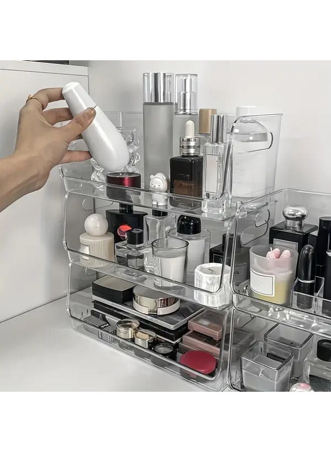 Transparent Stackable Cosmetic Storage Box Large Capacity Makeup Organizer For Lipstick Skincare Perfume - Image 1