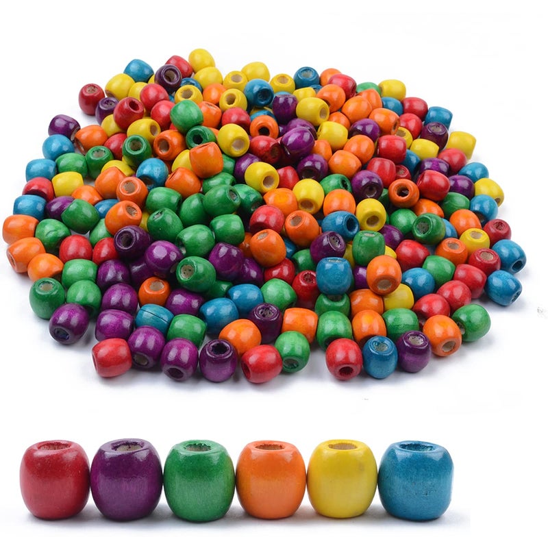 Barrel Wooden Bead Painted Wood Beads Dreadlock Hair Braid Bead for DIY BraceletNecklaceJewelry Making and Hair Braid Bead Project01