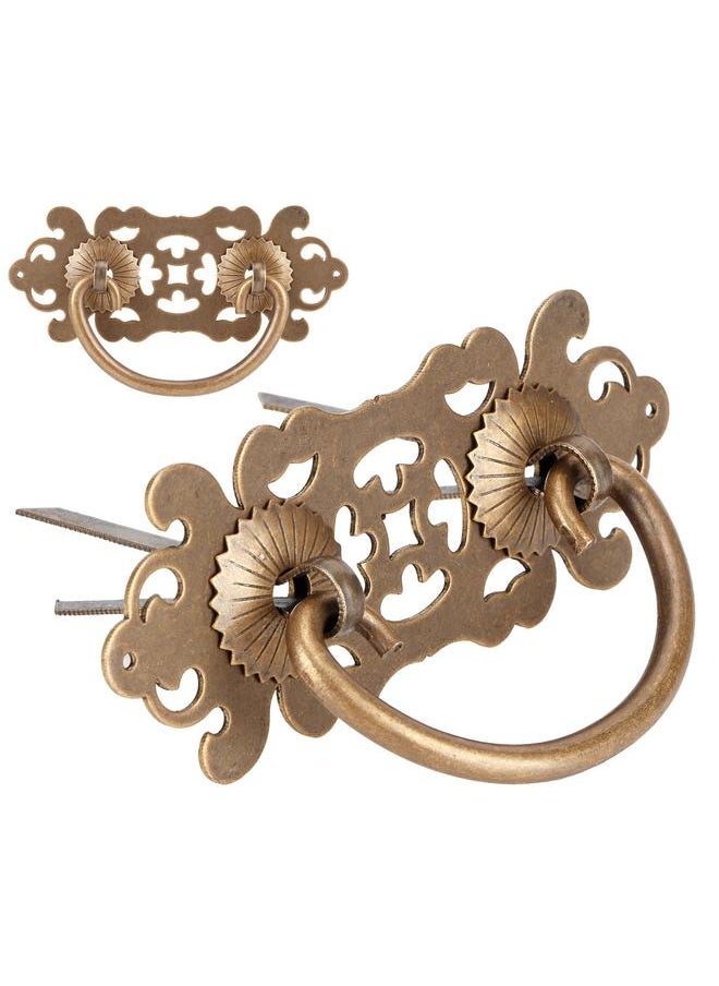 Thoraya 2 Sets Antique Hollow Pulls Handle Copper Bookcase Wardrobe Drawer Handle Furniture Accessories  - Image 3