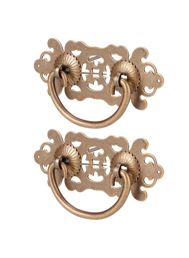 Thoraya 2 Sets Antique Hollow Pulls Handle Copper Bookcase Wardrobe Drawer Handle Furniture Accessories  - Image 2