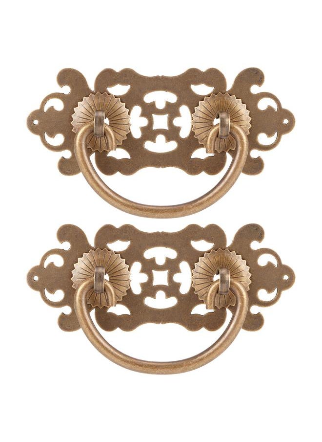 Thoraya 2 Sets Antique Hollow Pulls Handle Copper Bookcase Wardrobe Drawer Handle Furniture Accessories  - Image 1