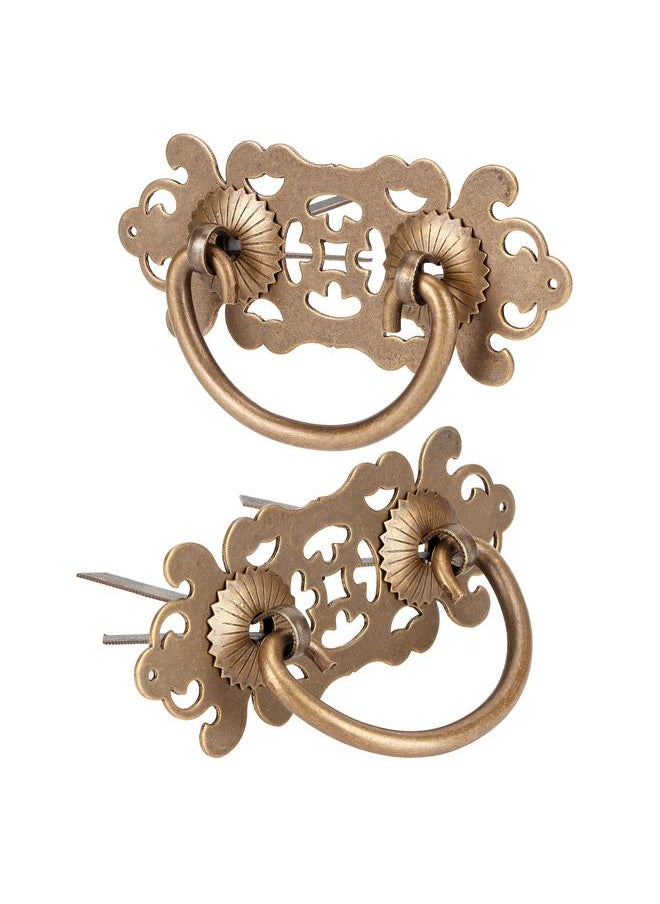 Thoraya 2 Sets Antique Hollow Pulls Handle Copper Bookcase Wardrobe Drawer Handle Furniture Accessories  - Image 4