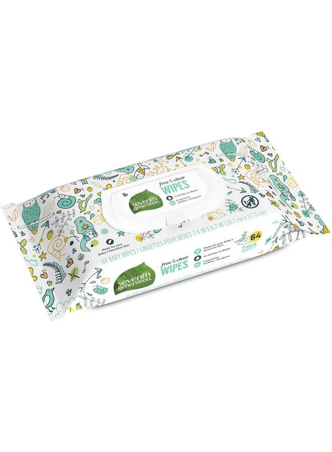 سيفنس جينيريشن مناديل الأطفال من الجيل السابع، مجانية وشفافة مع موزع علوي قابل للطي، 64 منديلًا - Image 1