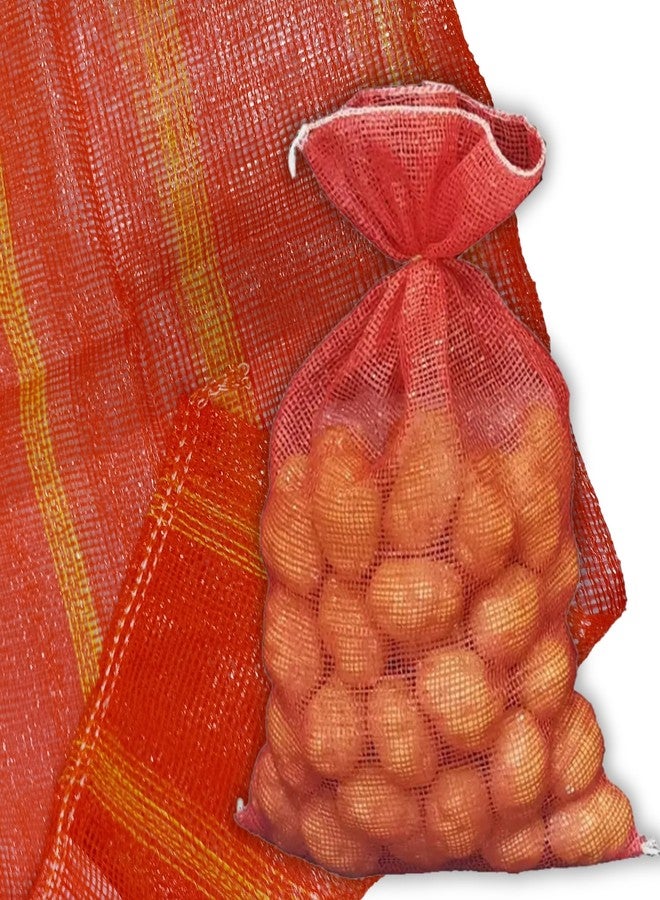 SINGHAL PP Mesh Storage Bags 22x40 Inch with Drawstring, Orange Color | Up to 40kg Capacity Great for Packaging Produce, Vegetables and Fruit | Multipurpose Bora, Bori (10) - Image 1