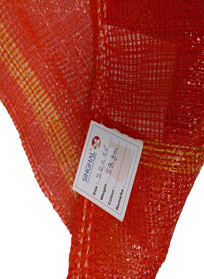 SINGHAL PP Mesh Storage Bags 22x40 Inch with Drawstring, Orange Color | Up to 40kg Capacity Great for Packaging Produce, Vegetables and Fruit | Multipurpose Bora, Bori (10) - Image 2