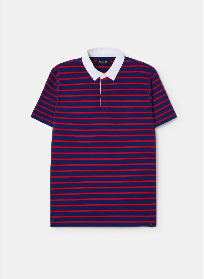 Ovs Striped polo shirt with contrasting collar