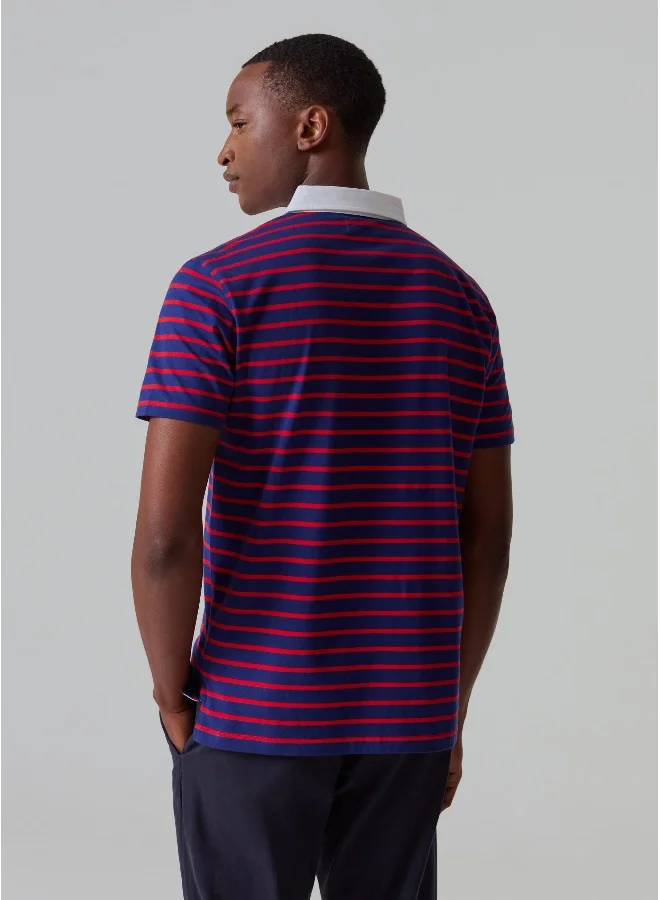 Ovs Striped polo shirt with contrasting collar