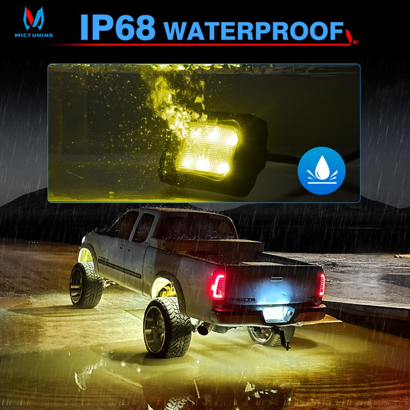 MICTUNING C2 Curved RGBW LED Rock Lights - 8 Pods Underglow Multicolor Neon Light with Wiring Switch Kit, Bluetooth Controller with APP Control - Image 5