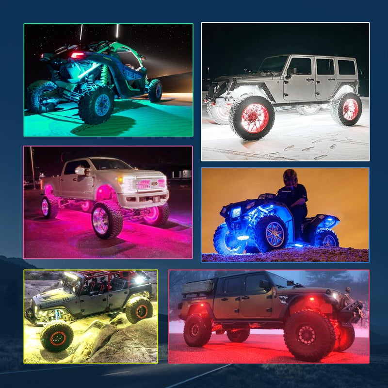 MICTUNING C2 Curved RGBW LED Rock Lights - 8 Pods Underglow Multicolor Neon Light with Wiring Switch Kit, Bluetooth Controller with APP Control - Image 3