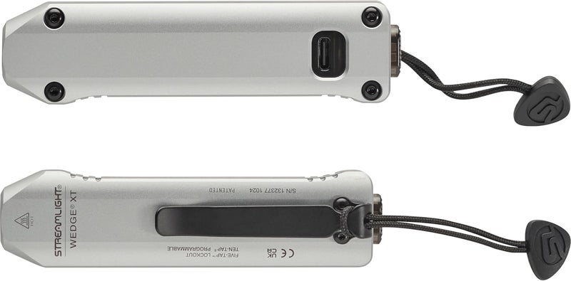 Streamlight 88819 Wedge XT 500-Lumen 1,900-Candela Flat Everyday Carry Flashlight, Includes USB-Cable and Pocket Lanyard, Silver - Image 3