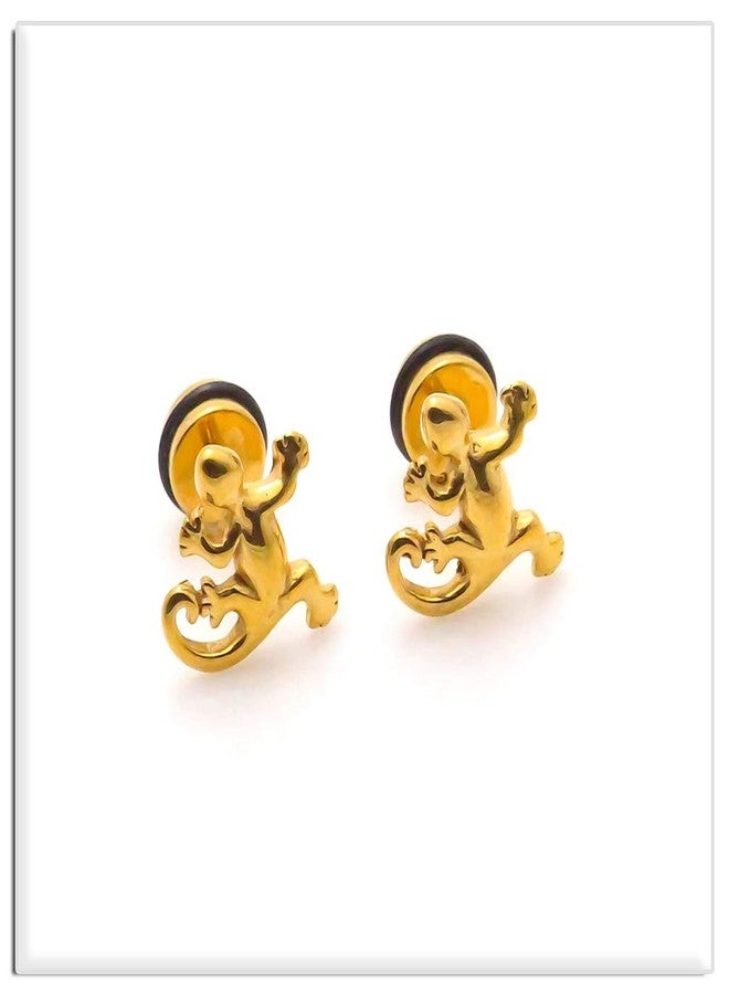 Xusamss Punk Body Piercing Earrings Stainless Steel Animal Gecko Stud Earrings(Gold) - Image 3