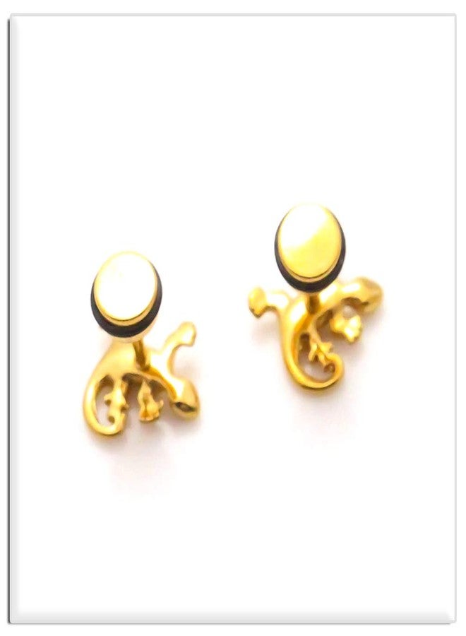 Xusamss Punk Body Piercing Earrings Stainless Steel Animal Gecko Stud Earrings(Gold) - Image 4
