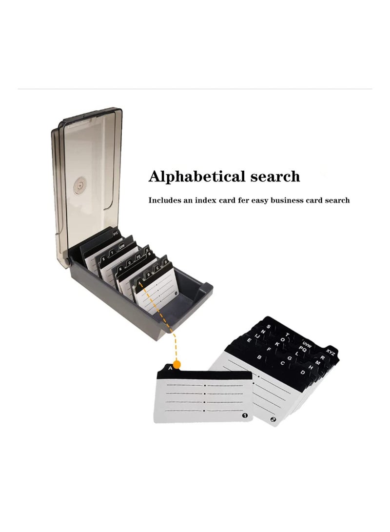 Zikra 500 Capacity Card Holder Business Card Storage Box, Desktop Card Organizer Card Box with Dividers Business Card Holder with Index Tabs Networking Card Organizer for 500 Cards Storage - Image 3