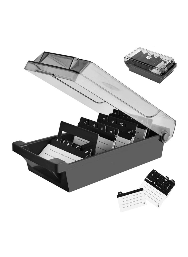 Zikra 500 Capacity Card Holder Business Card Storage Box, Desktop Card Organizer Card Box with Dividers Business Card Holder with Index Tabs Networking Card Organizer for 500 Cards Storage - Image 1