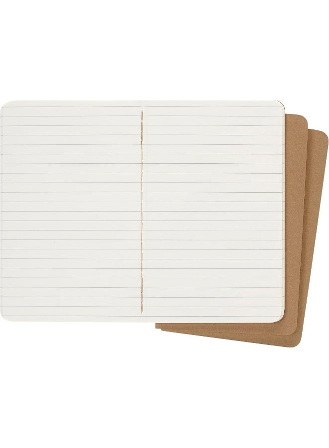 Moleskine 9 x 14 cm Cahier Journal Set 3 Notebooks with Ruled Pages Cardboard Cover and Visible Cotton Stiching - Kraft Brown - Image 4