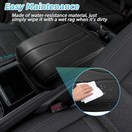 Sinminou Center Console Armrest Cover Compatible with 2024-2026 Chevy Traverse/2024-2026 GMC Acadia/2025-2026 Buick Enclave Interior Accessories, Leather Middle Console Lid Pad Protector （Black Lines） - Image 5