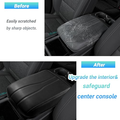 Sinminou Center Console Armrest Cover Compatible with 2024-2026 Chevy Traverse/2024-2026 GMC Acadia/2025-2026 Buick Enclave Interior Accessories, Leather Middle Console Lid Pad Protector （Black Lines） - Image 3