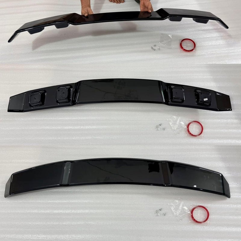 AUTO MT جناح خلفي من ABS لسيارات سباق السيارات جناح خلفي غطاء صندوق السقف مفسد للسيارات لمظهر ديناميكي ورياضي واقي للشفة (مفسد هيونداي I20 N-LINE). - Image 5