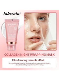 lakerain 75ml Collagen Night Wrapping Mask for Skin Tone and Deep Nourishment Deeply Hydrates Skin Overnight Face Mask Collagen Mask Face Serum Deep Collagen Mask Overnight Collagen Face Mask  - Image 5
