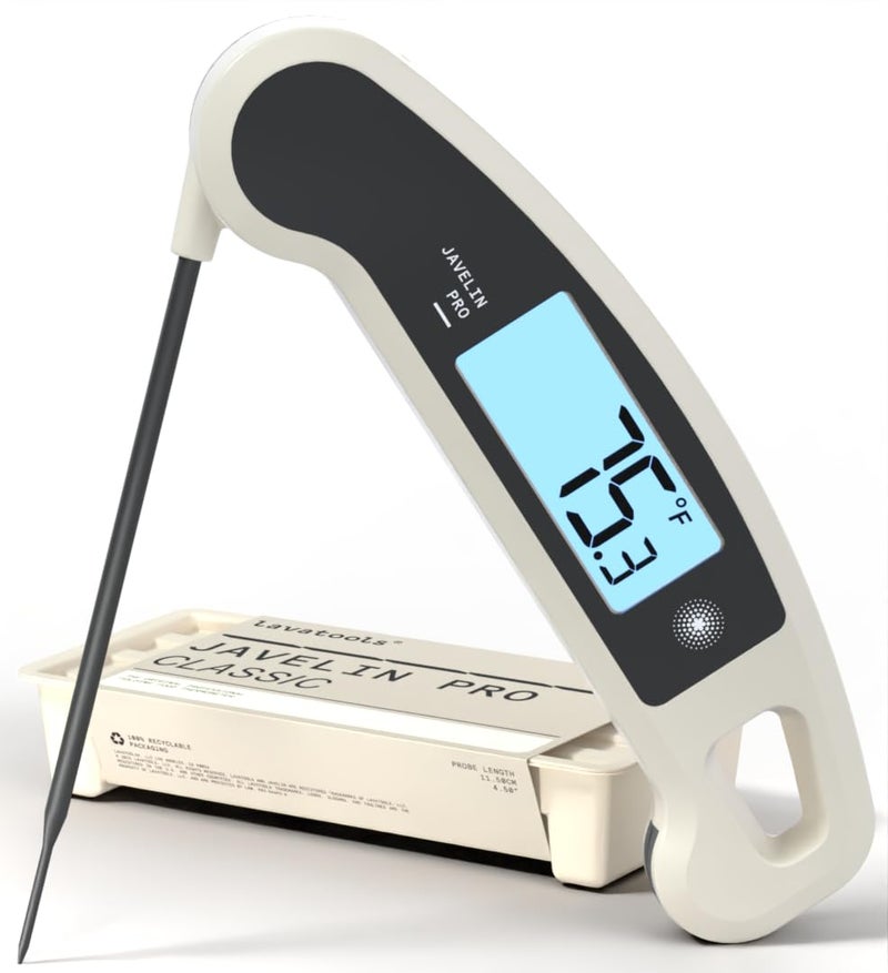 Lavatools Javelin PRO Classic UltraFast 2Second Professional Digital Instant Read Meat Thermometer for Grill and Cooking AutoRotating Backlit Display IP65 Water Resistant Panda