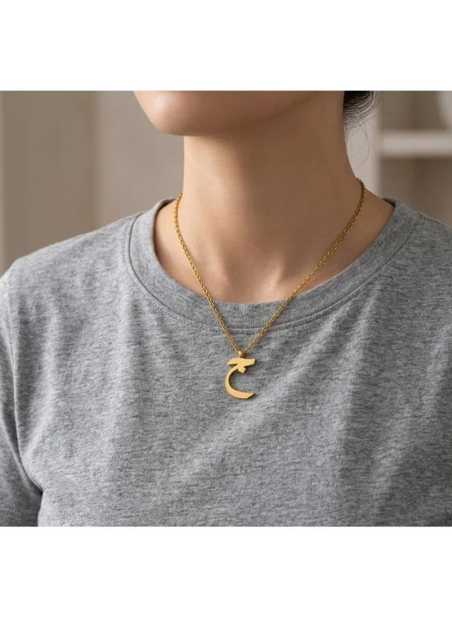 روفو Arabic Letter 'Jeem' Necklace 18k Gold Plated