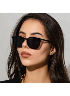 Simple Retro Sunglasses Women Men Square Trend Eyeglasses Women High Quality Glasses Women Eyewear Gafas De Sol Mujer UV400-Lenses Color:black