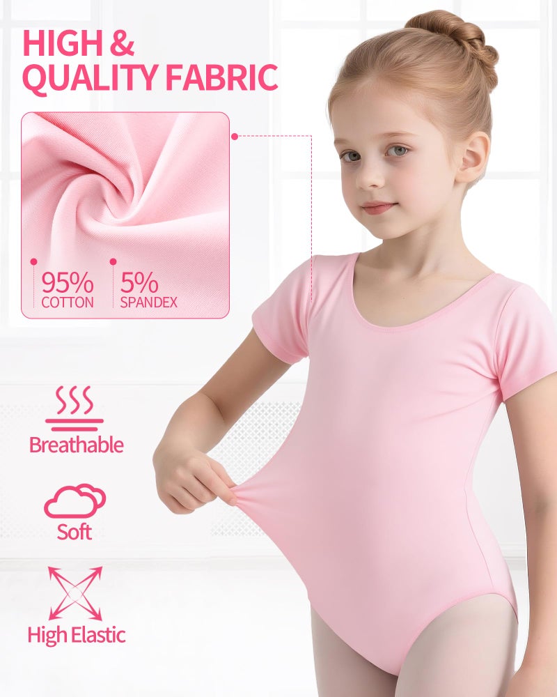 iMucci Short Sleeve Leotards for Girls Ballet Leotard Gymnastics Leotards for Girls Dance Leotard for Toddler Ballerina Kids Outfits 2-14 Years - Image 5