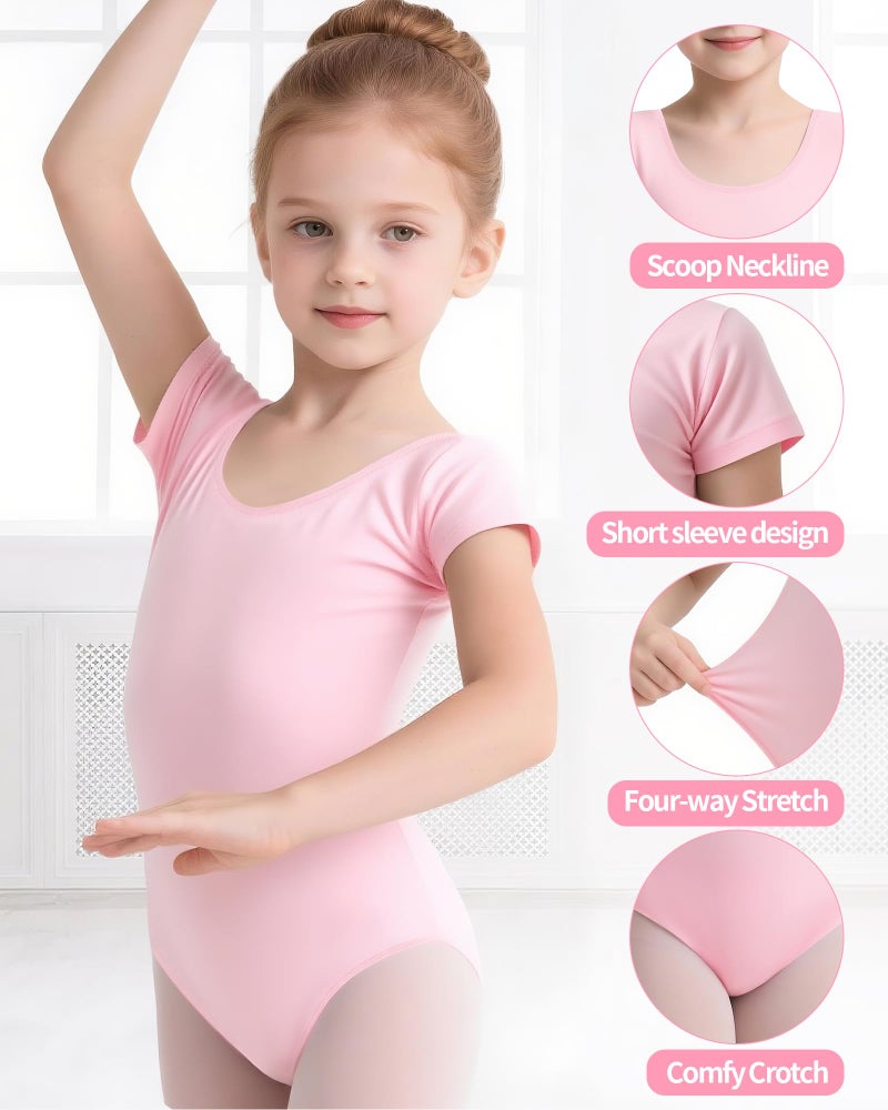 iMucci Short Sleeve Leotards for Girls Ballet Leotard Gymnastics Leotards for Girls Dance Leotard for Toddler Ballerina Kids Outfits 2-14 Years - Image 3