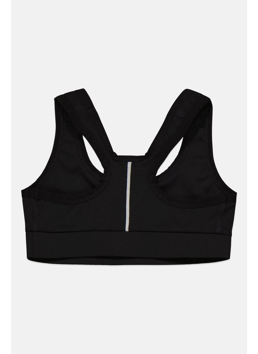 Asics Kids Girl Brand Logo Sports Bra, Black  - Image 2