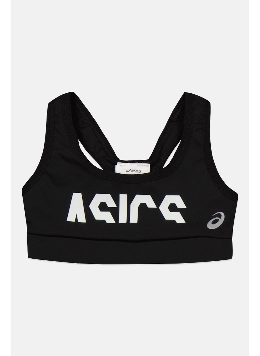 Asics Kids Girl Brand Logo Sports Bra, Black  - Image 1
