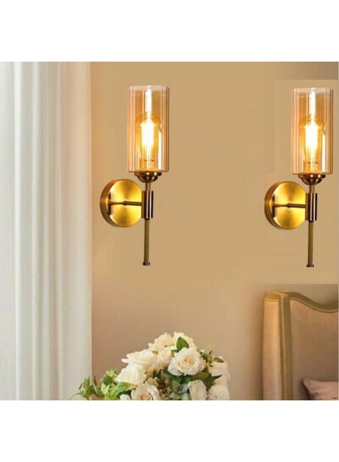 kinis Luster American Style Wall Sconces, Bedside Wall Lamp Wall Mount Light with Bell Head Metal Shade for Living Room Bedside Bedroom Indoor Doorway, Gold (Pack of 2, Without Bulb) - Image 1
