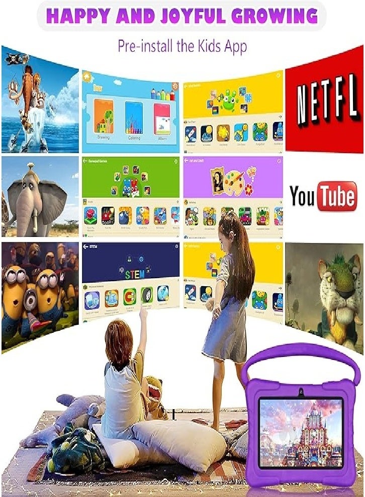 7-inch Kids Tablet, Eye Protection, Education, Parental Controls, Tablet (Purple Silicone Case) - Image 2