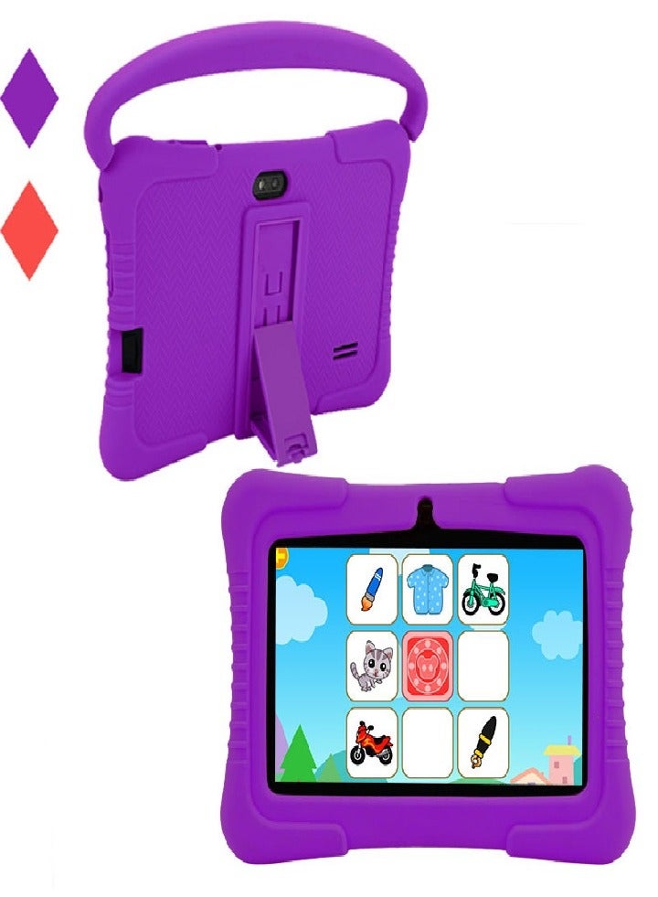 7-inch Kids Tablet, Eye Protection, Education, Parental Controls, Tablet (Purple Silicone Case) - Image 1