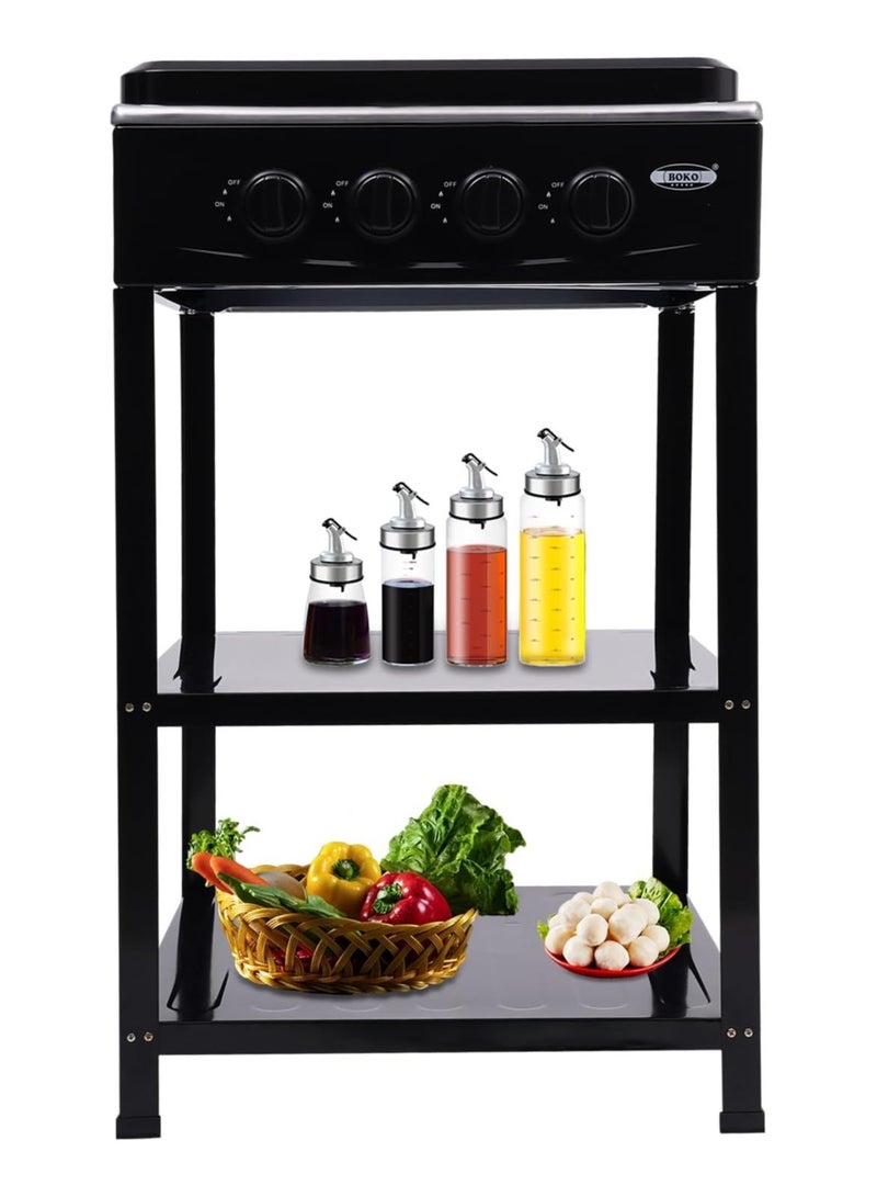 PRIMO PLUS Natural Gas Kitchen Stove with Lid and Adjustable Fire Control, 2-Tier Freestanding Storage Rack for Apartments, Outdoors, and RVs - Image 1